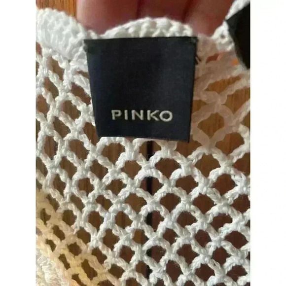NWT Pinko Limosa Cream Cropped Crochet Tank Top Boho Festival Size Medium - Picture 9 of 10